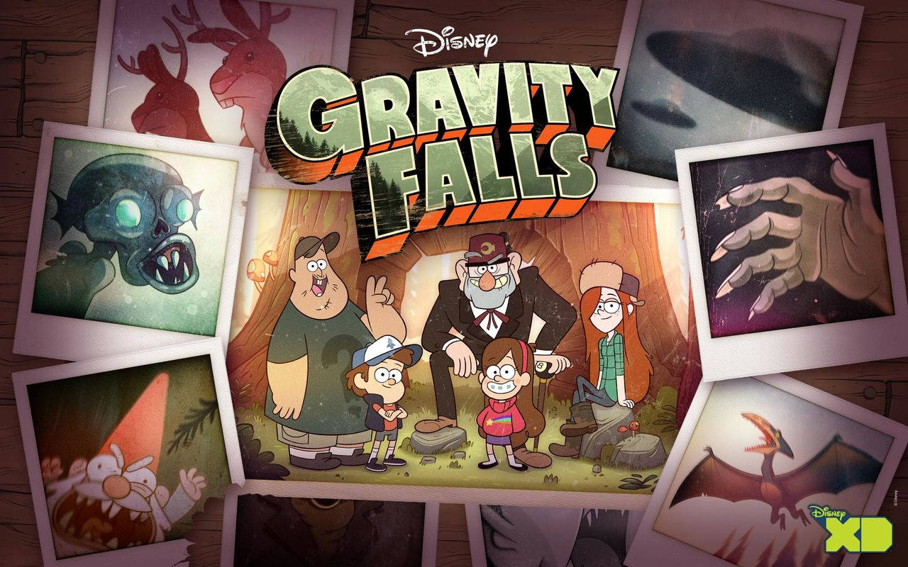 Gravity Falls, forest clearing, polaroids, HD Desktop Wallpaper