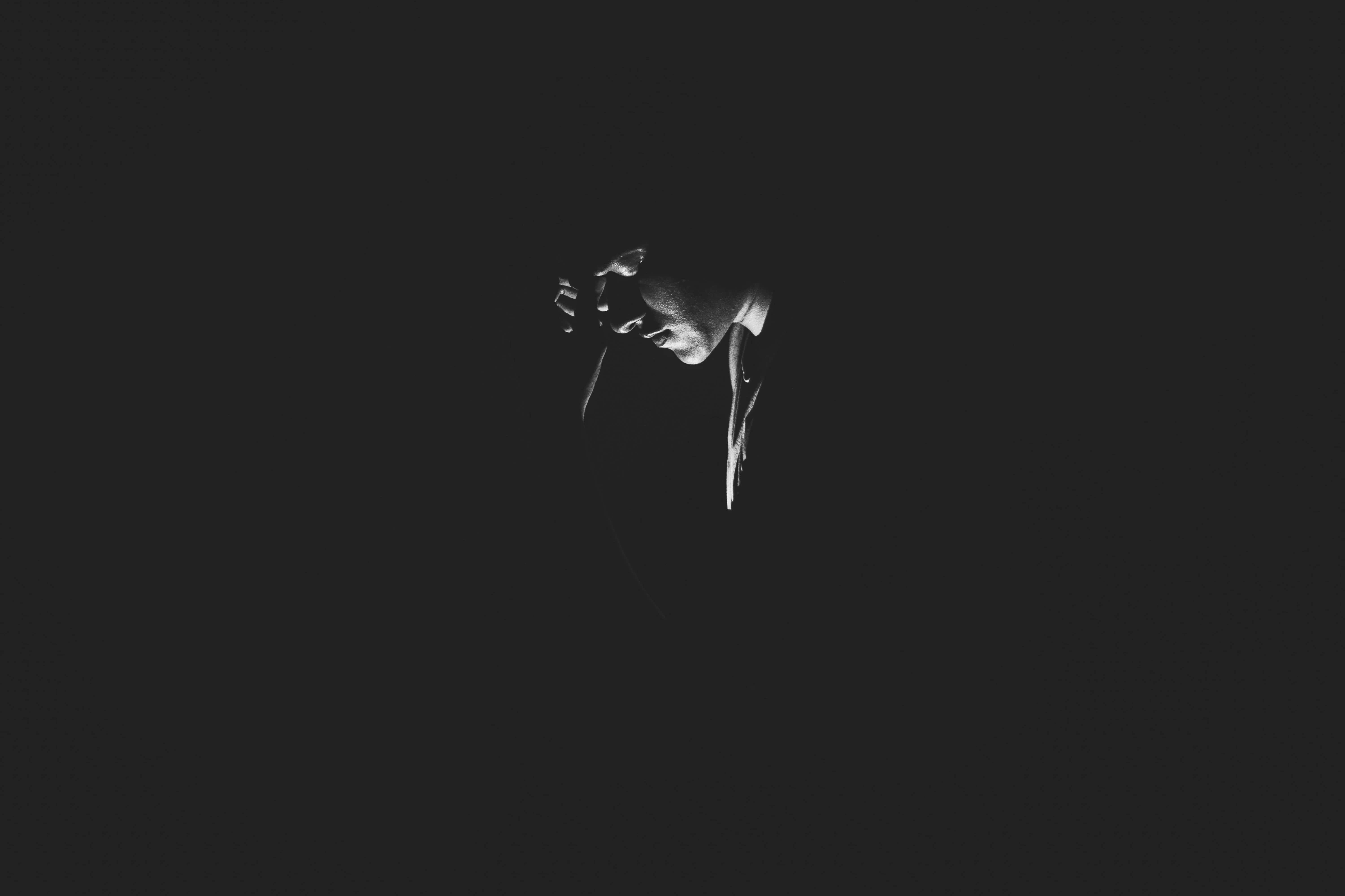 black and white, silhouette, person, 5K Desktop Wallpaper