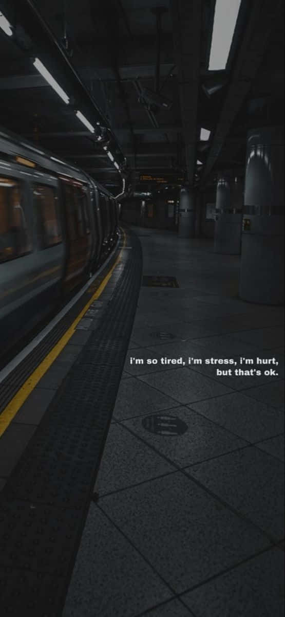 subway platform, train, fluorescent lights, SD Phone Wallpaper