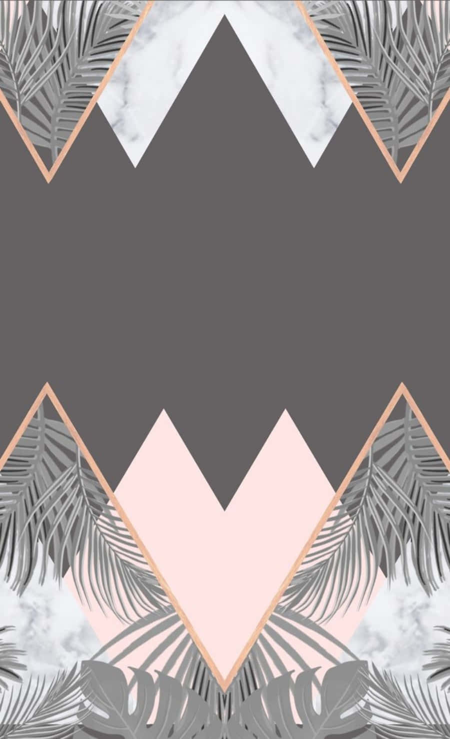 gray and pink, grey marble, palm leaf patterns, HD Phone Wallpaper