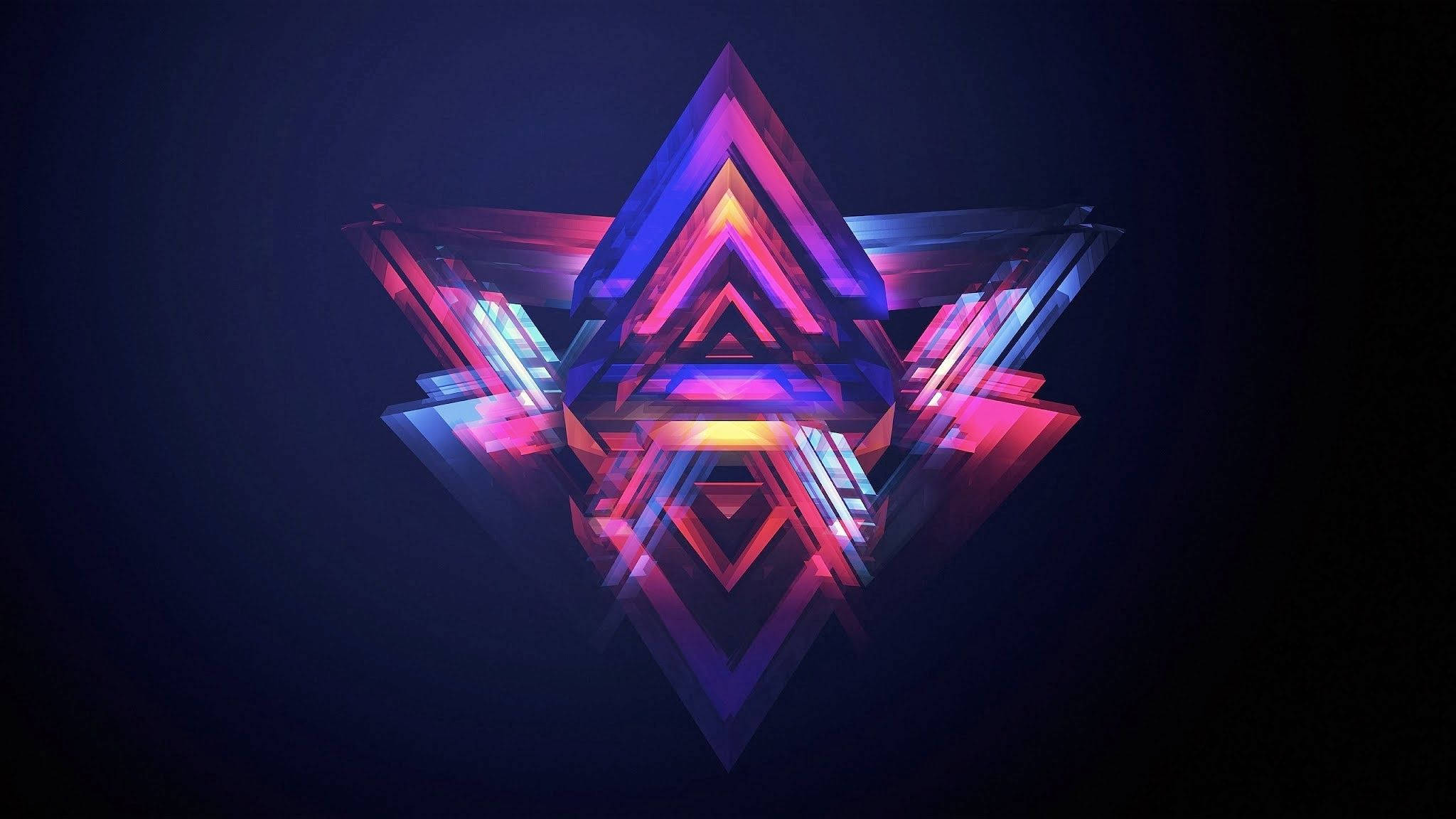 Illuminati Blue And Pink Neon, neon geometric star, layered triangular facets, Full HD Desktop Wallpaper