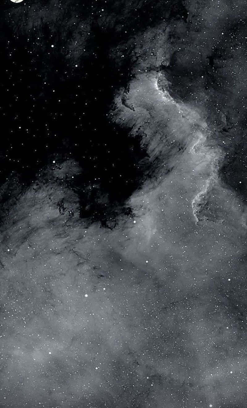 starry nebula, gray scale, swirling nebulae, HD Phone Wallpaper