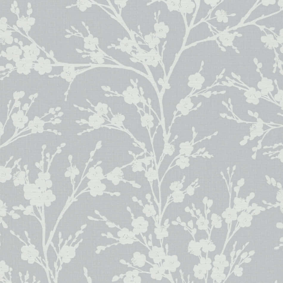 gray floral pattern texture, white cherry blossom branches, soft gray textured wallpaper, SD Desktop Wallpaper