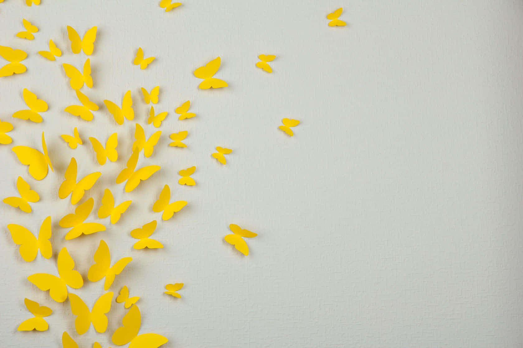 gray and yellow, bright yellow, paper butterflies, HD Desktop Wallpaper