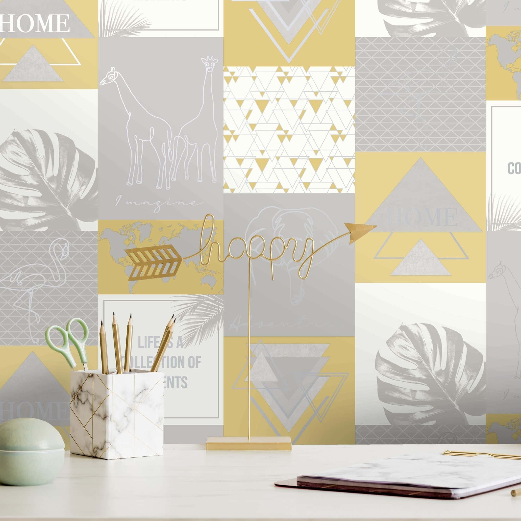 yellow, gray, gold accents, Full HD Desktop Wallpaper