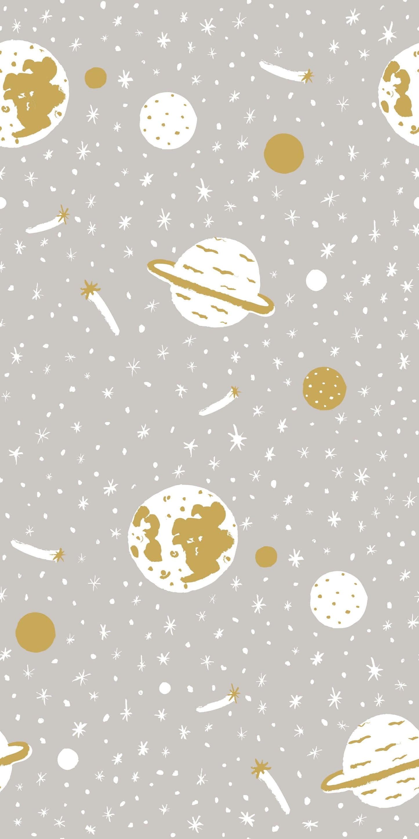 Gray And Yellow, white planets, gold planets, 2K Phone Wallpaper