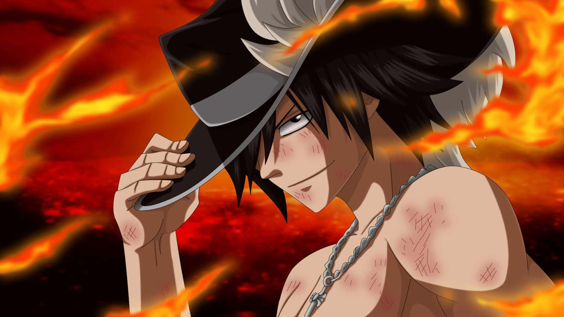 Gray Fullbuster, black and white hair, hat, Full HD Desktop Wallpaper