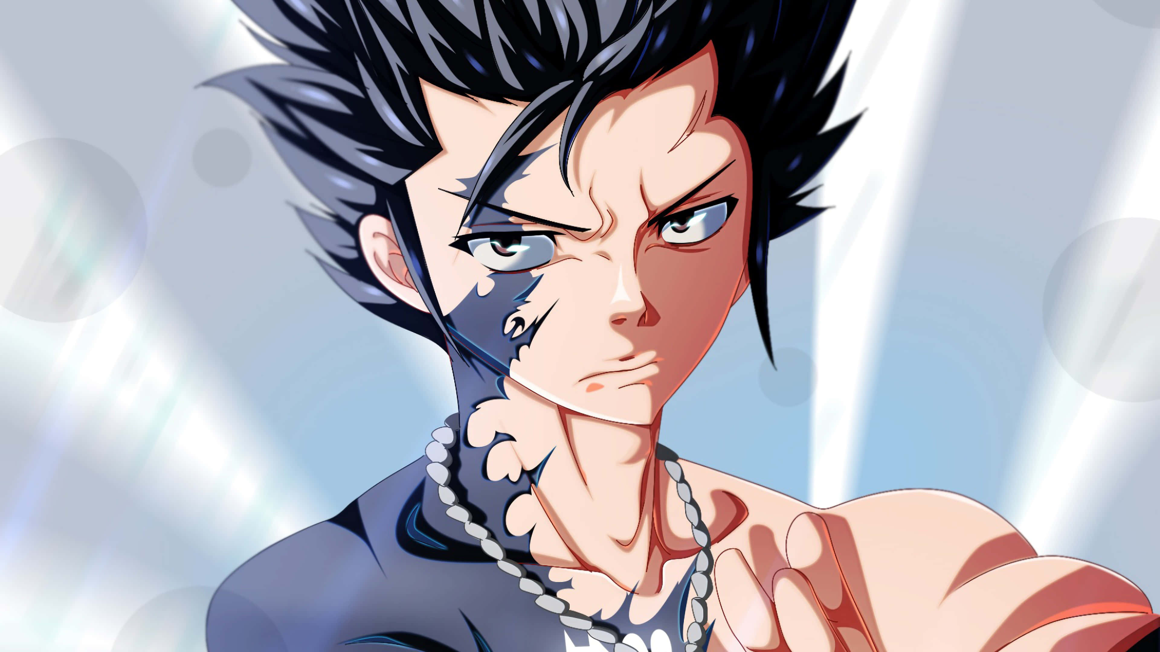 Gray Fullbuster, spiky black hair, intense blue eyes, 4K Desktop Wallpaper