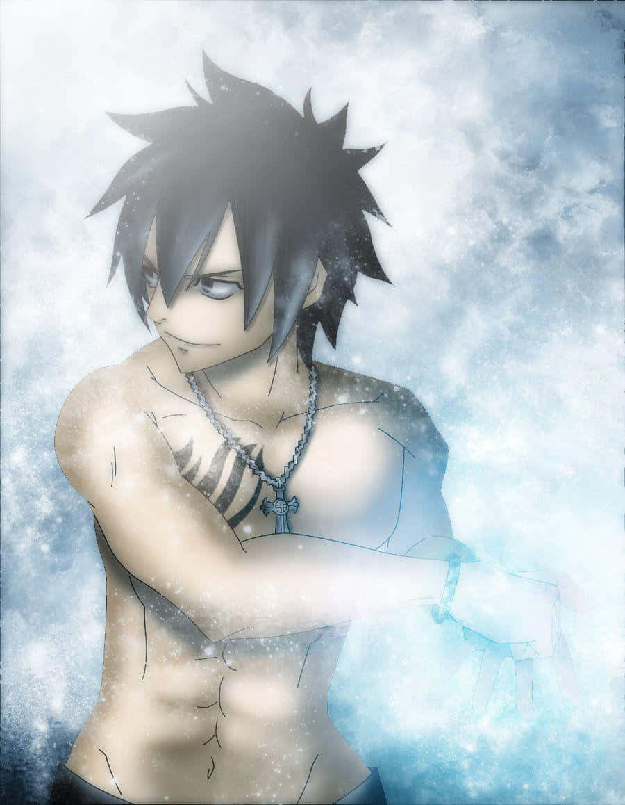 Gray Fullbuster, spiky black hair, cross necklace, SD Phone Wallpaper