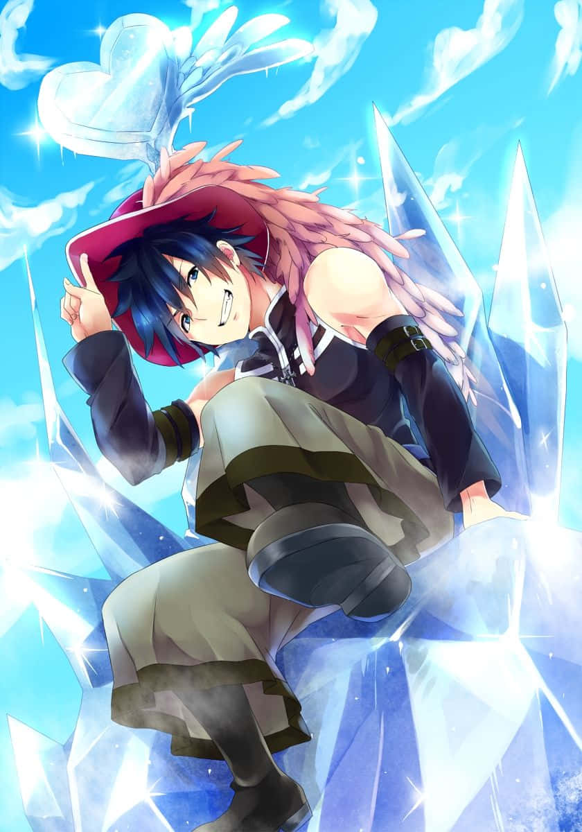 Gray Fullbuster, pink hair, red hat, SD Phone Wallpaper