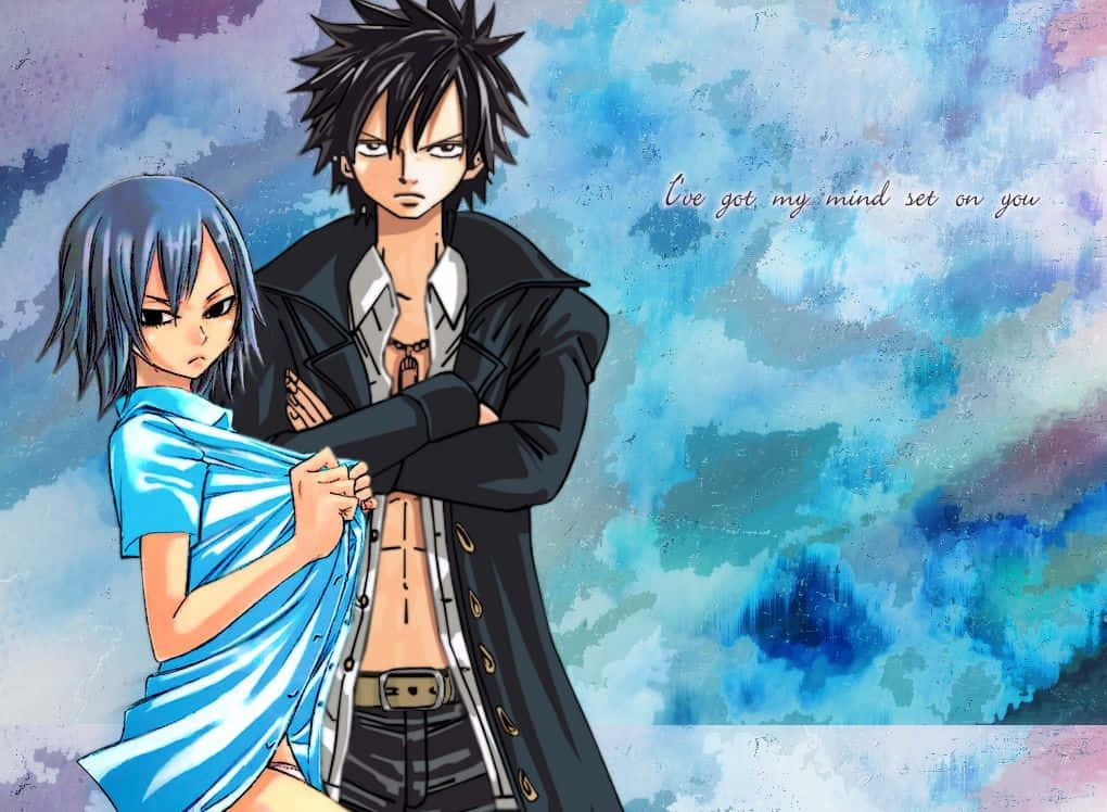 Gray Fullbuster, watercolor sky, I've got my mind set on you, SD Desktop Wallpaper