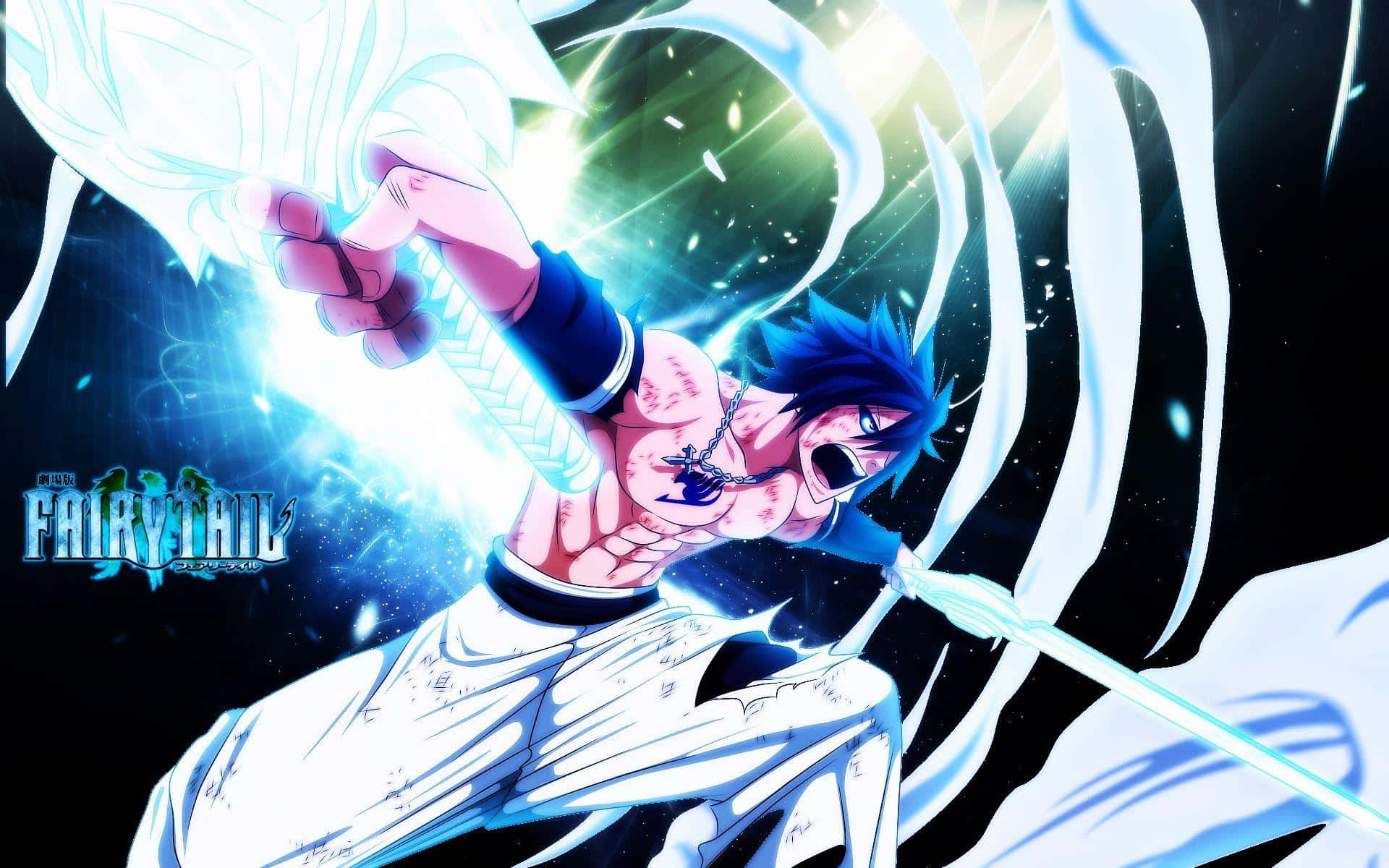 Gray Fullbuster, blue-haired, glowing white sword, Full HD Desktop Wallpaper
