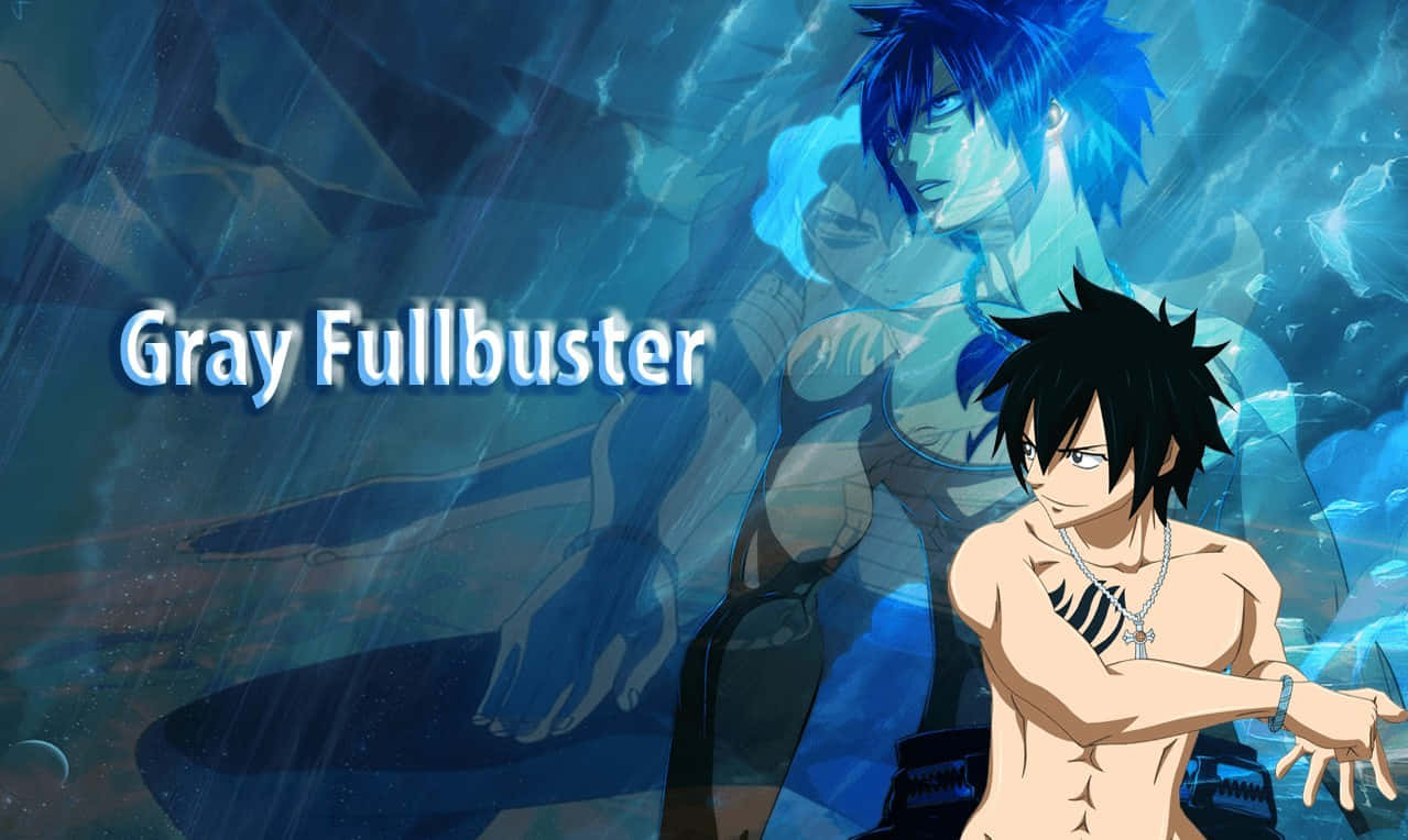 Gray Fullbuster, blue-haired, translucent ghostly version, SD Desktop Wallpaper