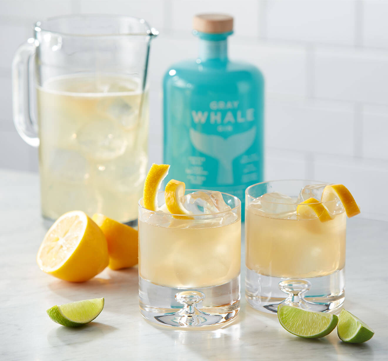 Gray Whale Gin, blue gin bottle, marble countertop, HD Desktop Wallpaper