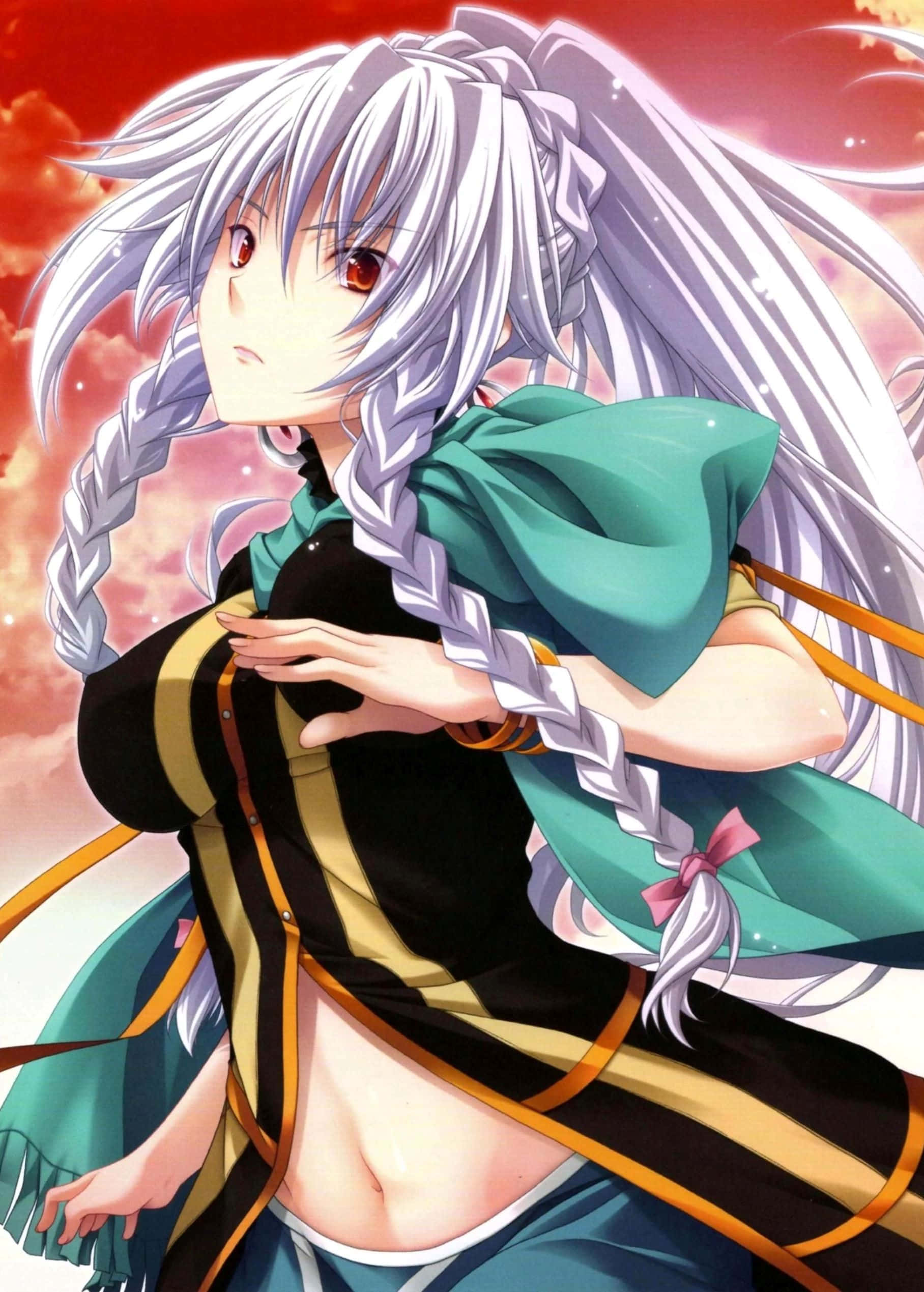 Grayfia Lucifuge, silver-haired, red eyes, Full HD Phone Wallpaper