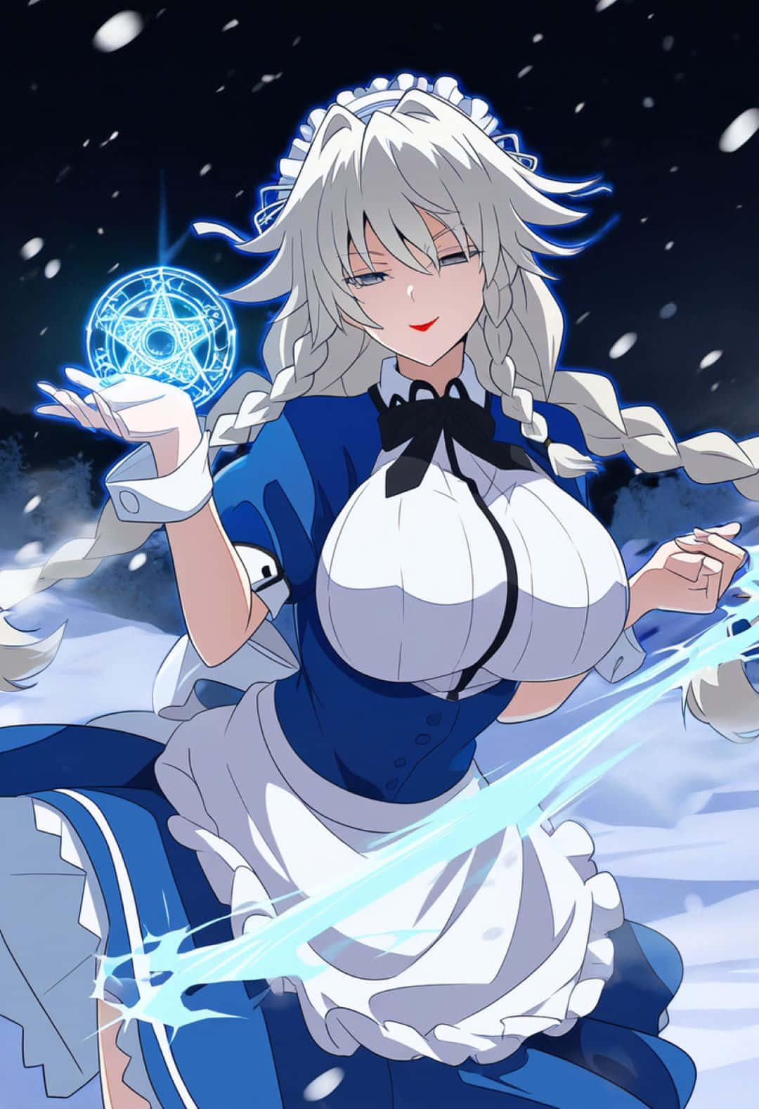 Grayfia Lucifuge, magic circle, silver-haired anime maid, HD Phone Wallpaper