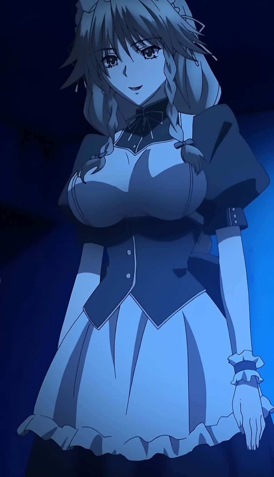 Grayfia Lucifuge, anime maid outfit, blue-toned, HD Phone Wallpaper