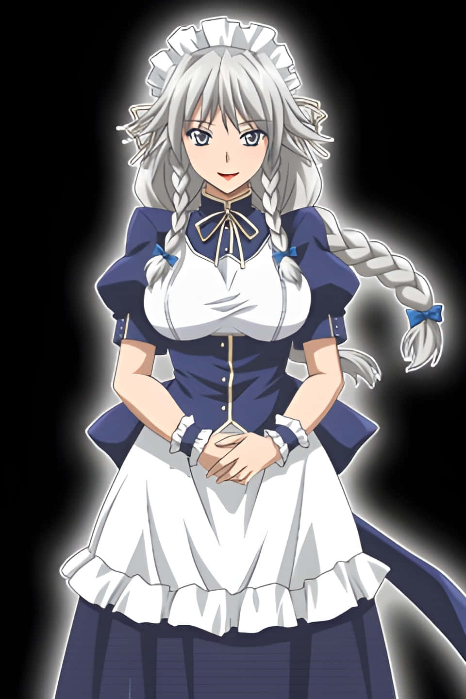 Grayfia Lucifuge, anime maid, silver braided hair, HD Phone Wallpaper
