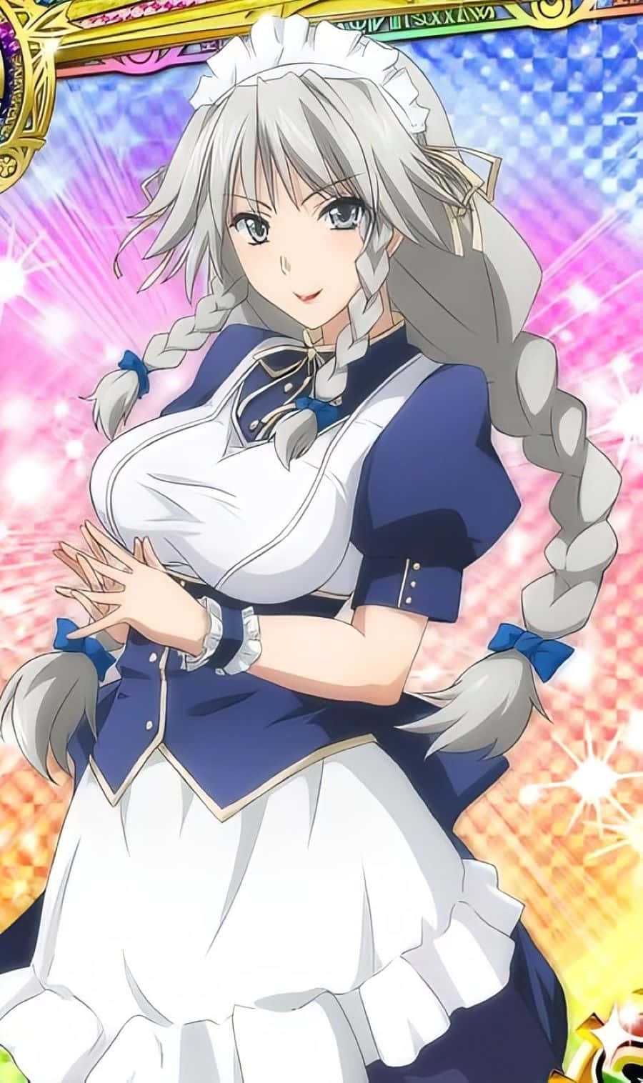 Grayfia Lucifuge, anime maid, silver braided hair, HD Phone Wallpaper