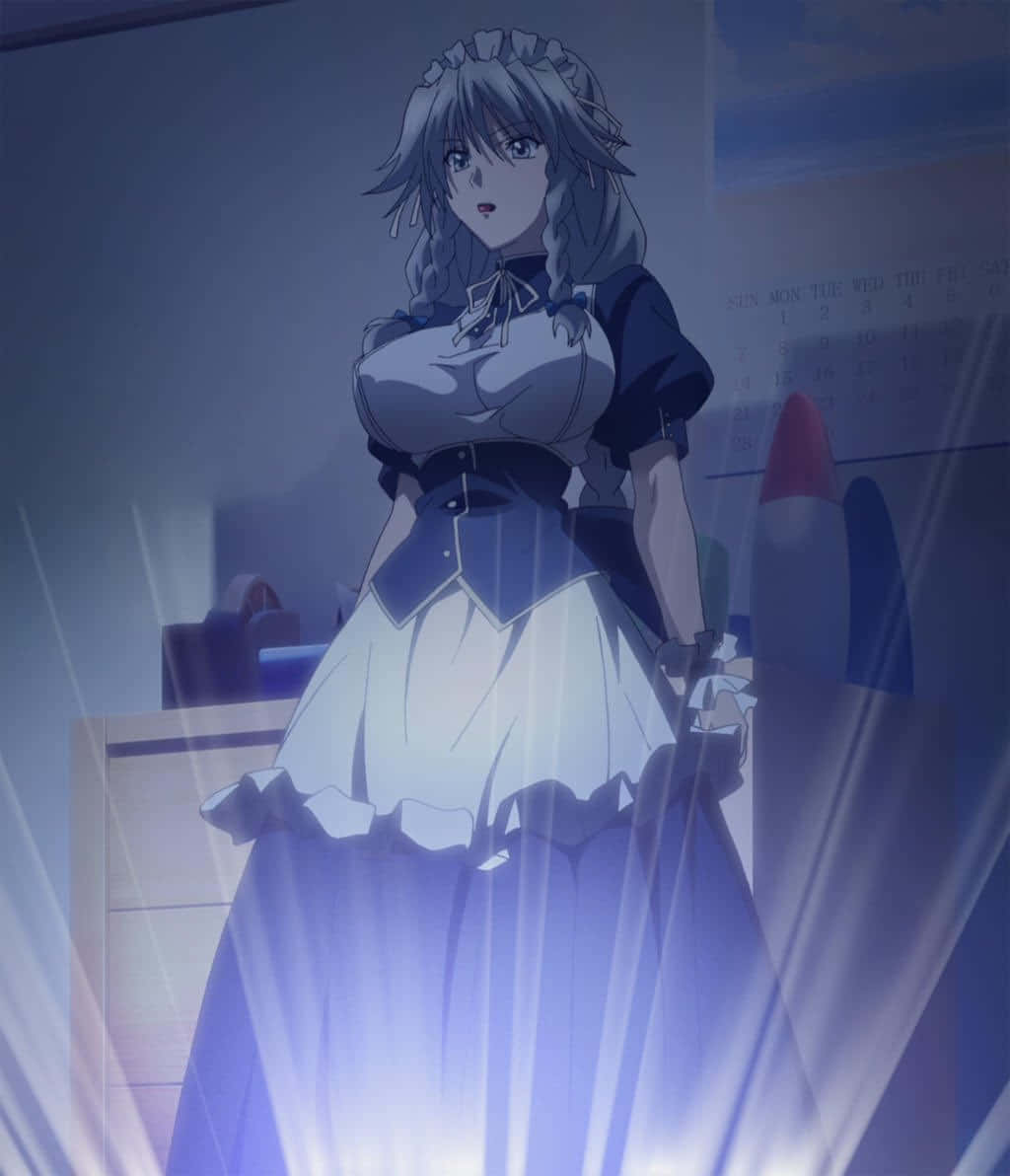 Grayfia Lucifuge, anime maid, silver-haired, SD Phone Wallpaper