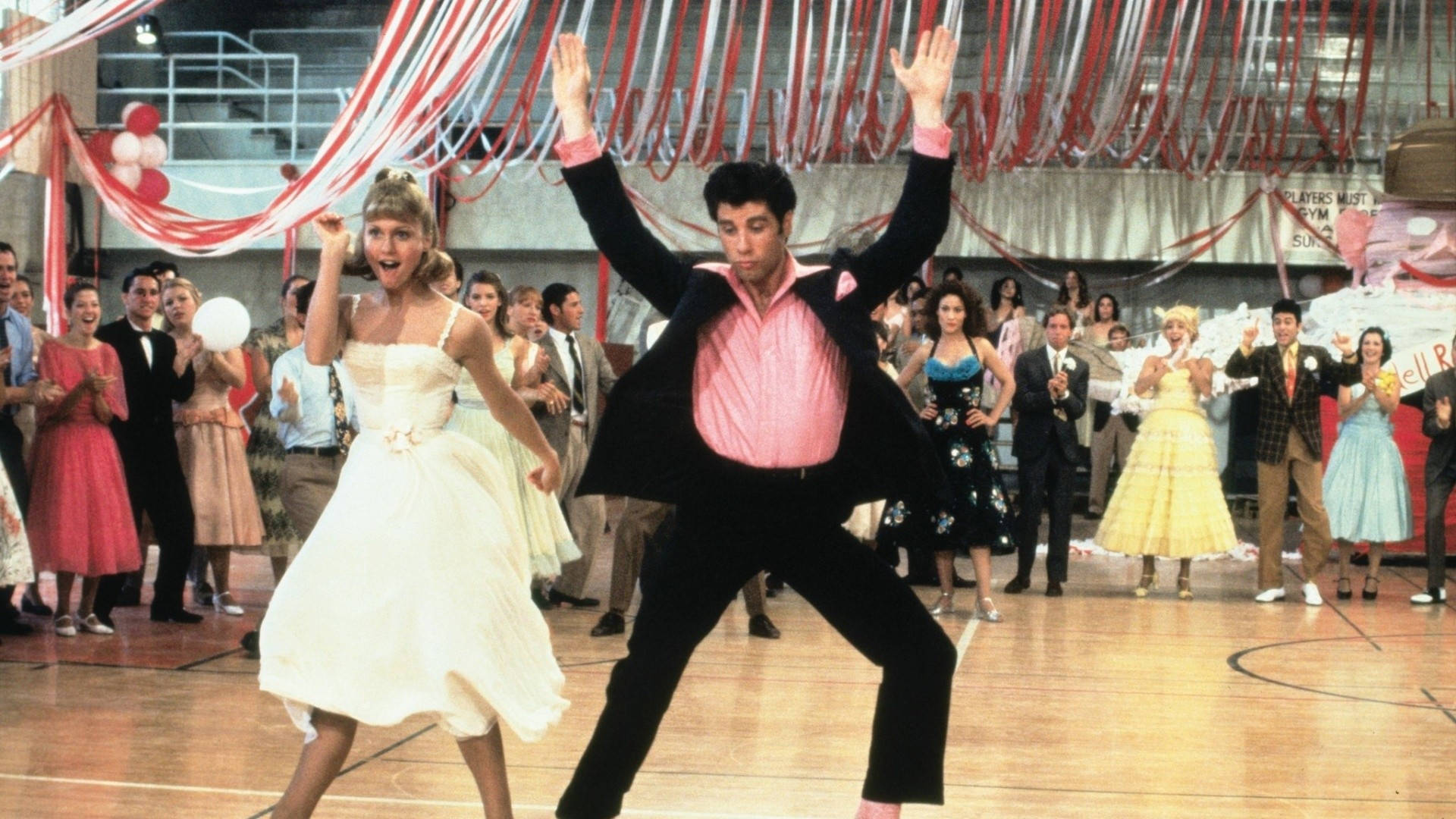 Grease, vintage movie still, gymnasium, Full HD Desktop Wallpaper