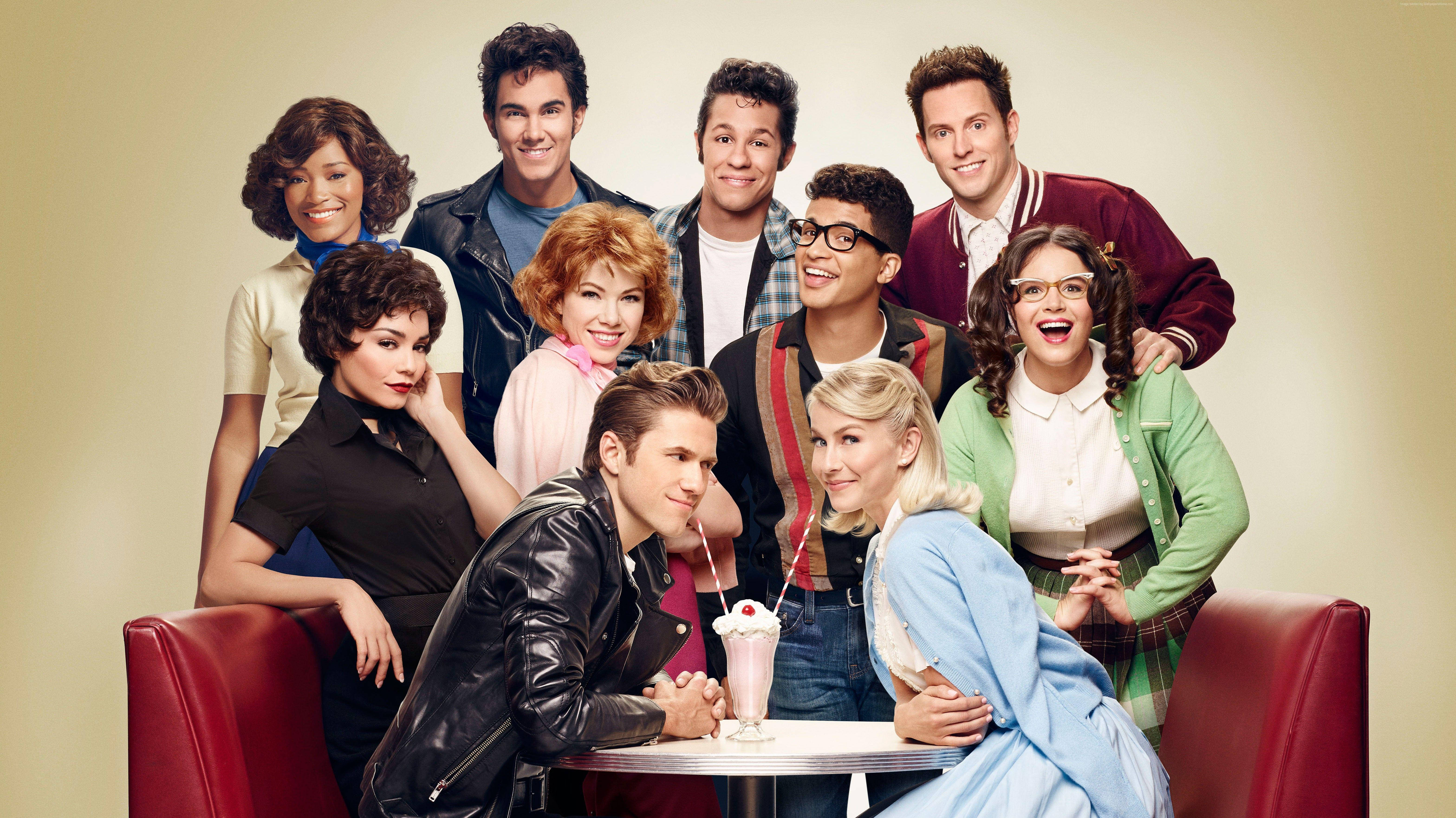 Grease, 1950s diner scene, milkshakes, 5K Desktop Wallpaper
