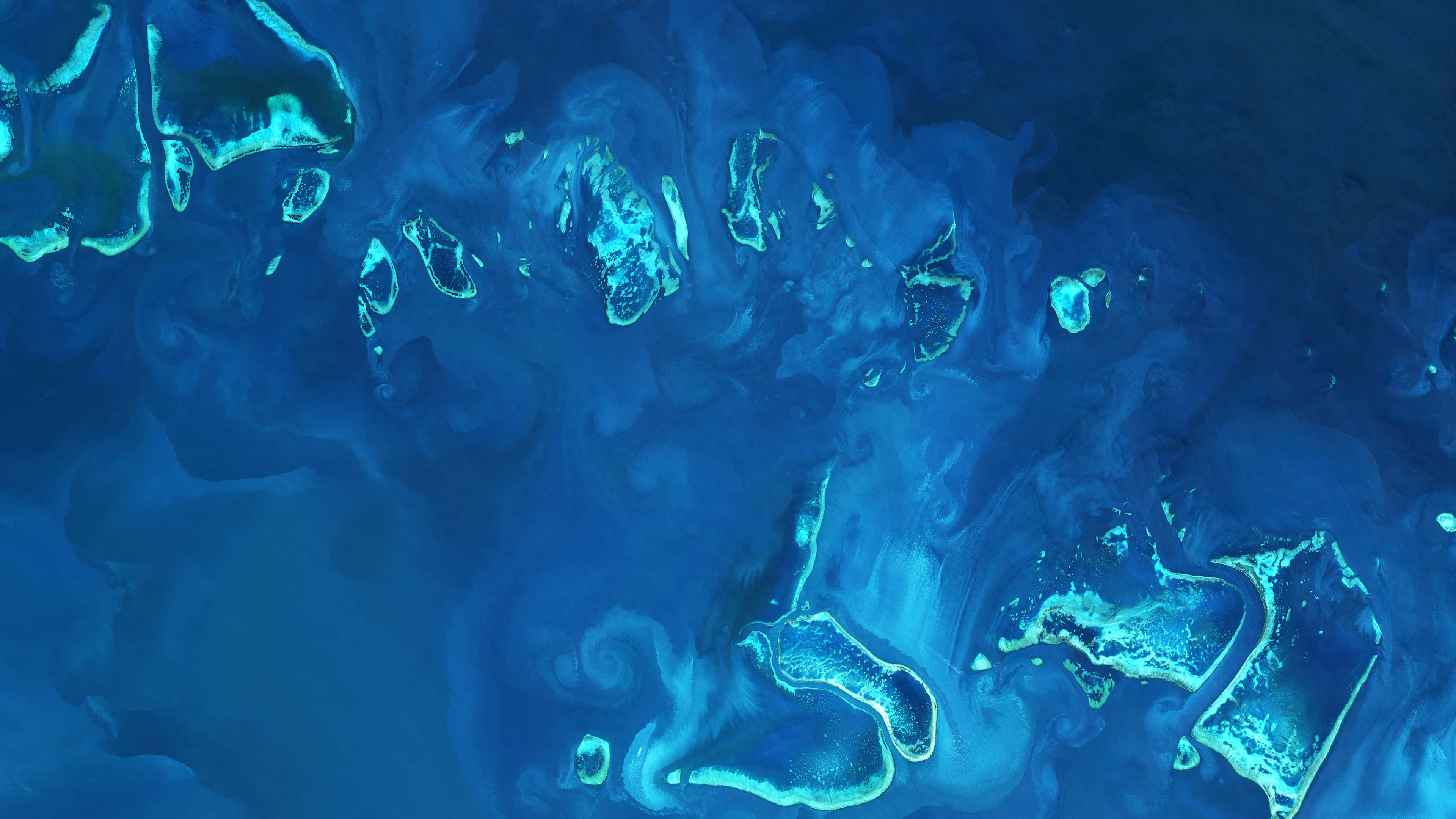 Great Barrier Reef, turquoise atolls, coral reefs, 4K Desktop Wallpaper