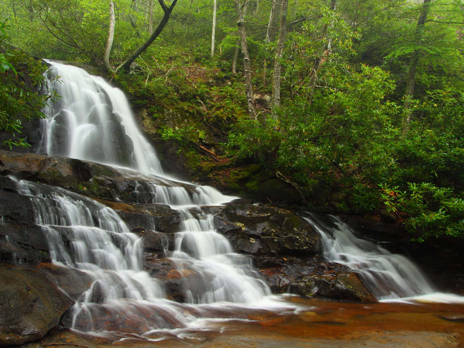 Great Smoky Mountains National Park, rock formation, waterfall, HD Desktop Wallpaper