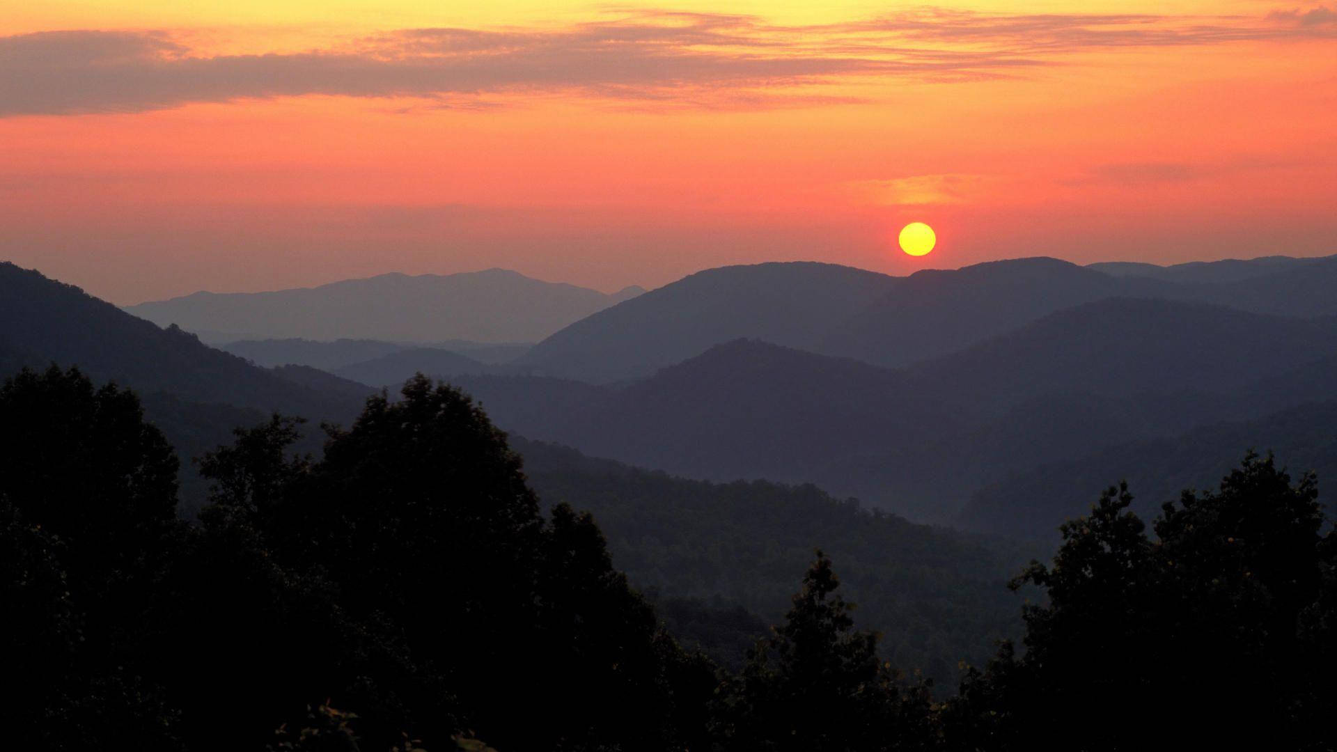 Great Smoky Mountains, sun, sunset, Full HD Desktop Wallpaper