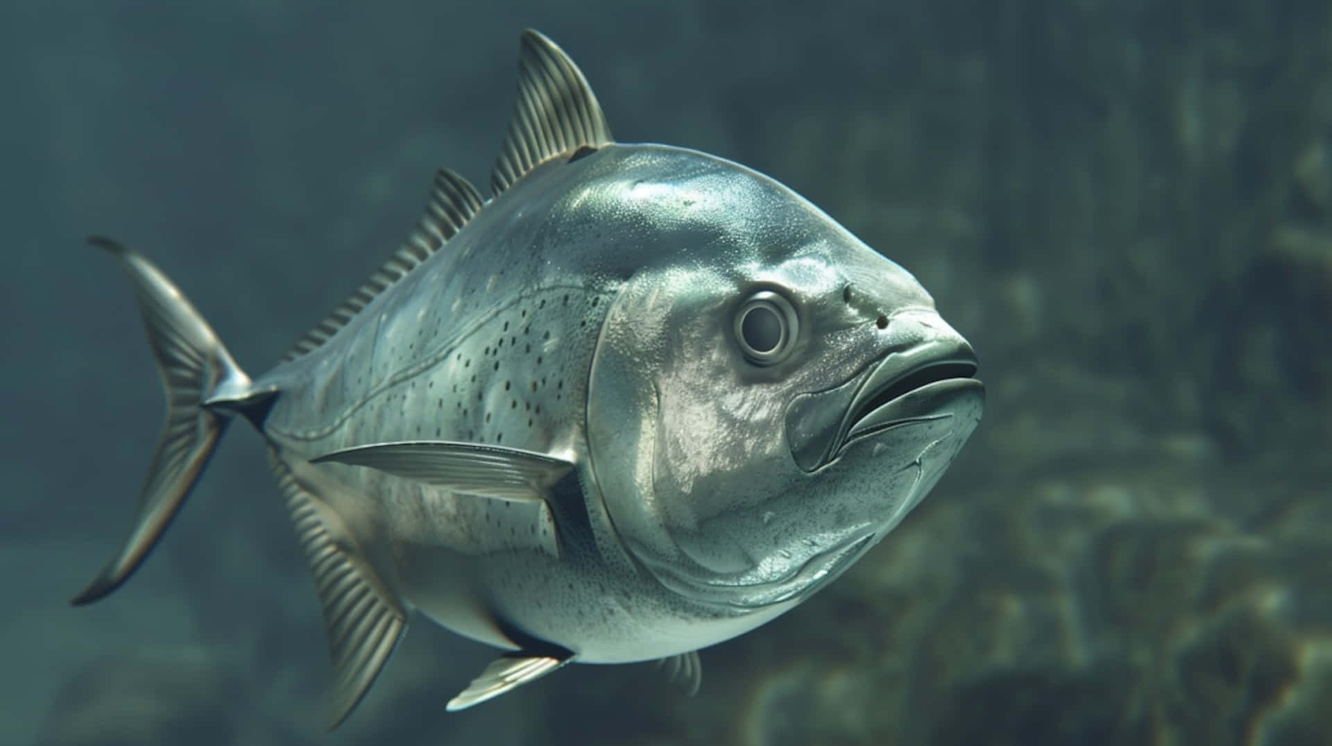 Greater Amberjack, silver, underwater, Full HD Desktop Wallpaper