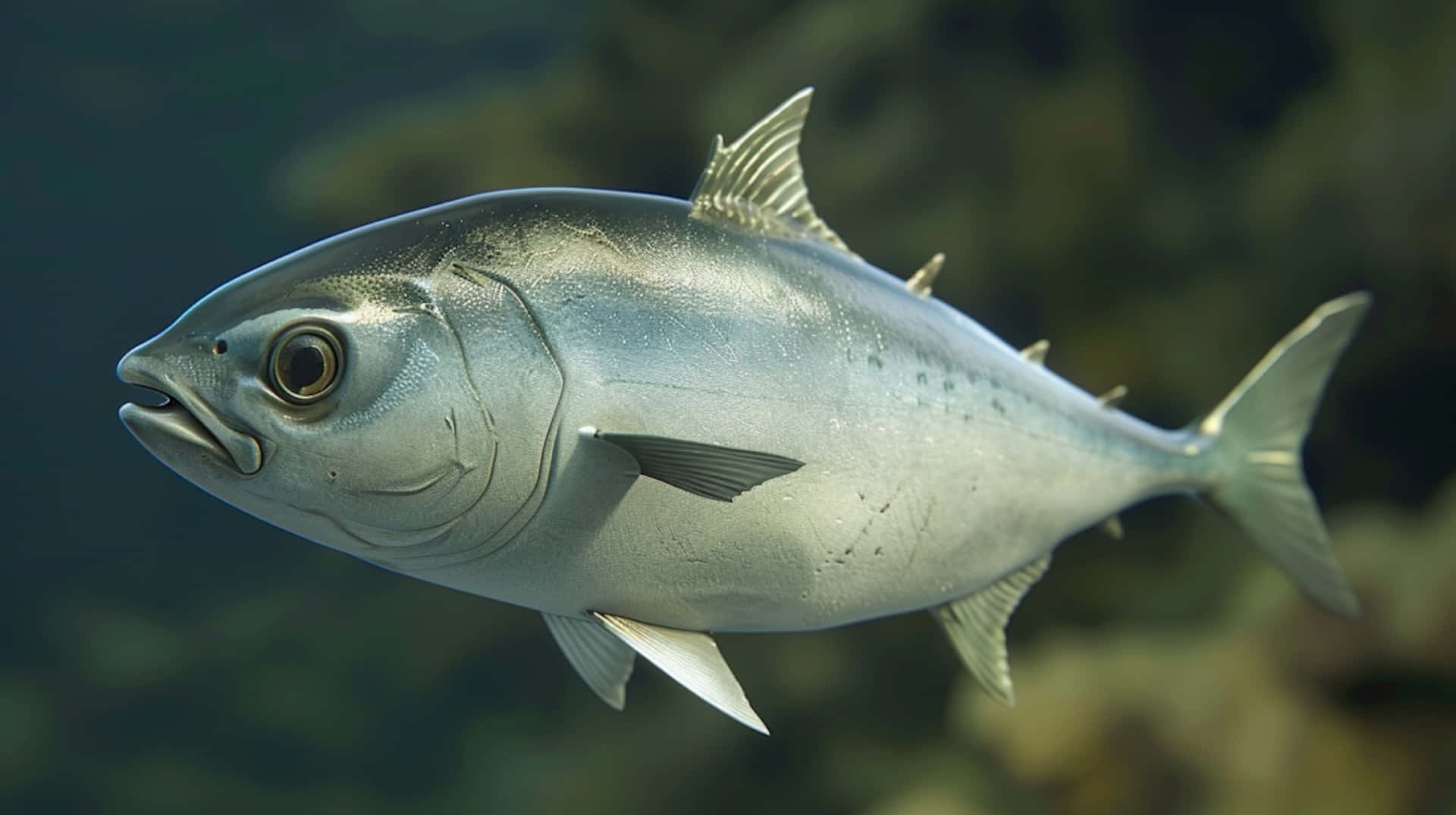Greater Amberjack, silver, underwater, Full HD Desktop Wallpaper