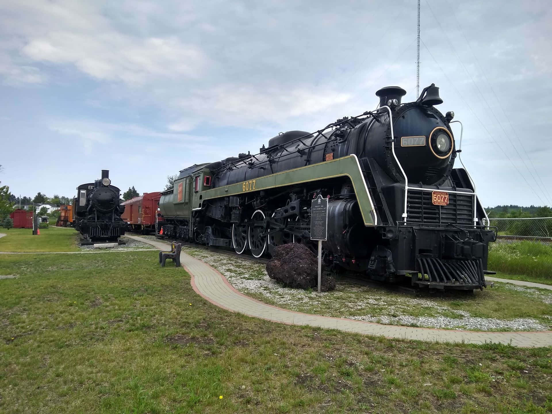 vintage train display, Greater Sudbury, black steam locomotive, Full HD Desktop Wallpaper