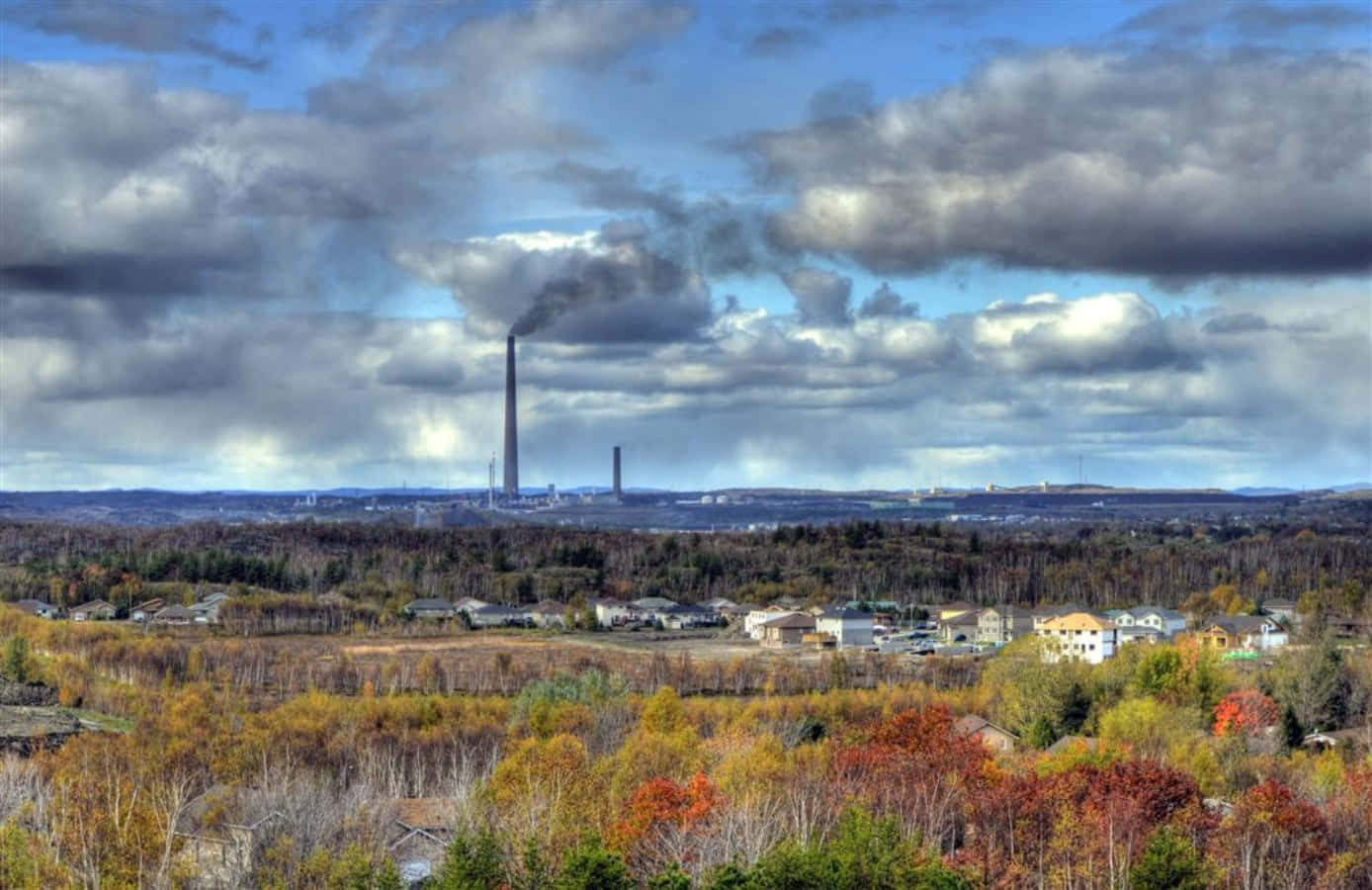 Greater Sudbury, industrial landscape, autumn forest, HD Desktop Wallpaper