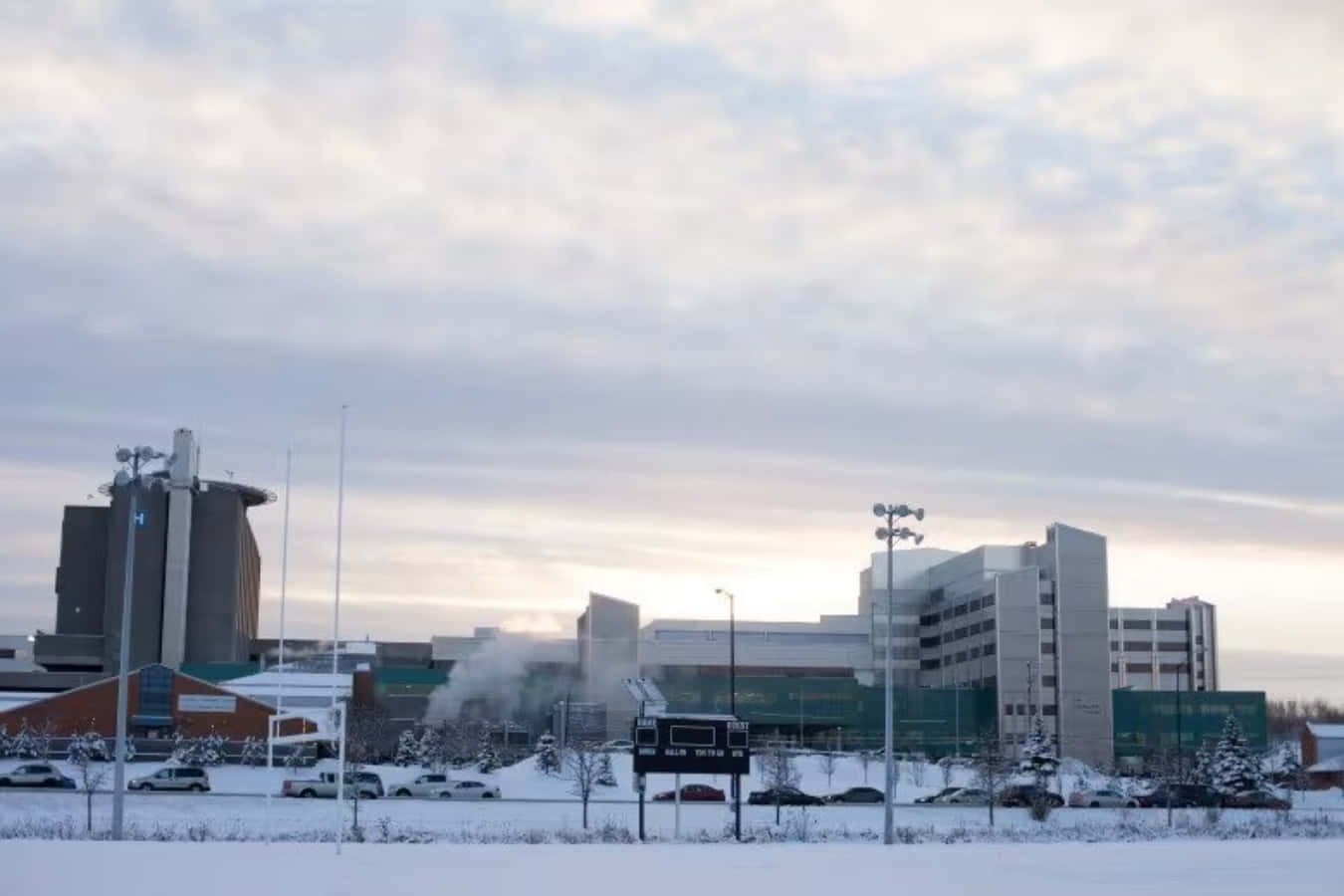 Greater Sudbury, modern hospital complex, snow, HD Desktop Wallpaper