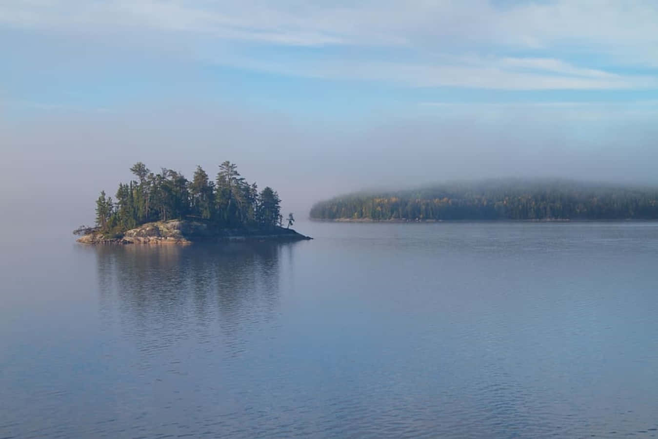 Greater Sudbury, misty morning, calm lake, HD Desktop Wallpaper