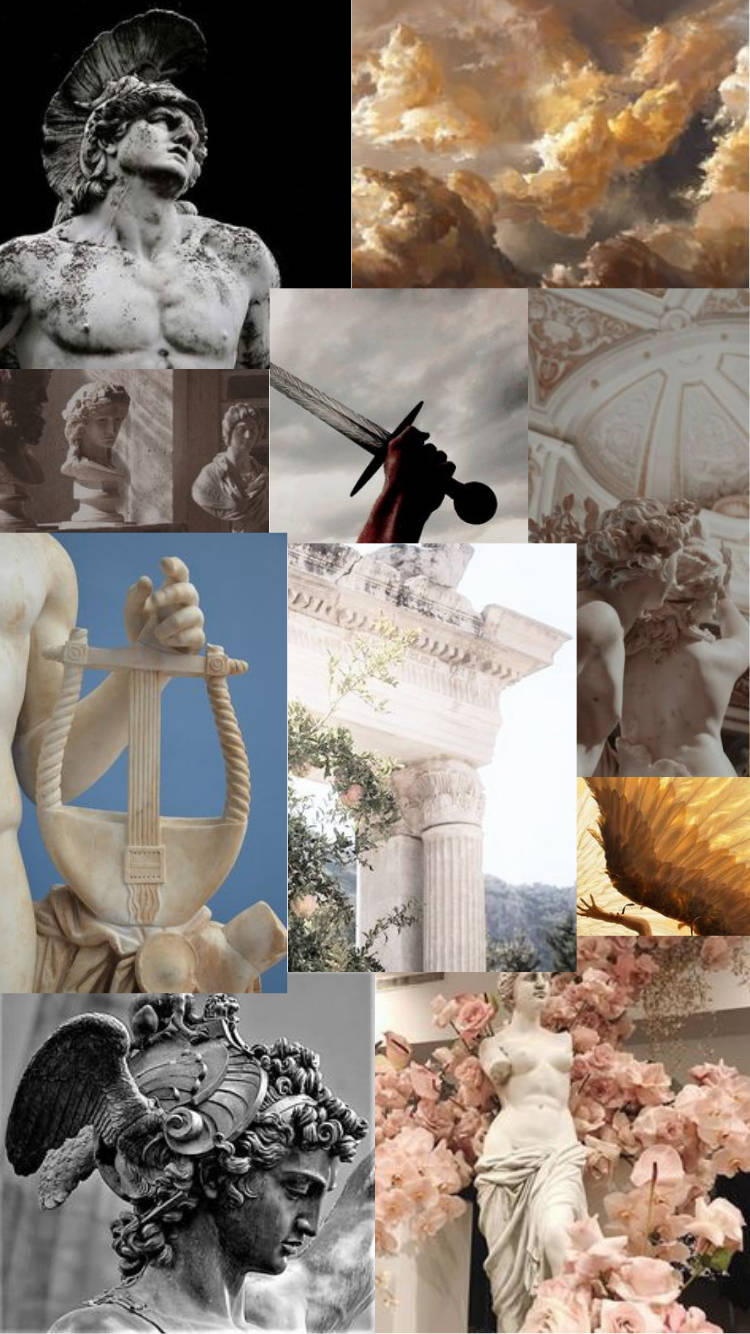 classical marble statues, ornate architecture, dramatic skies, HD Phone Wallpaper