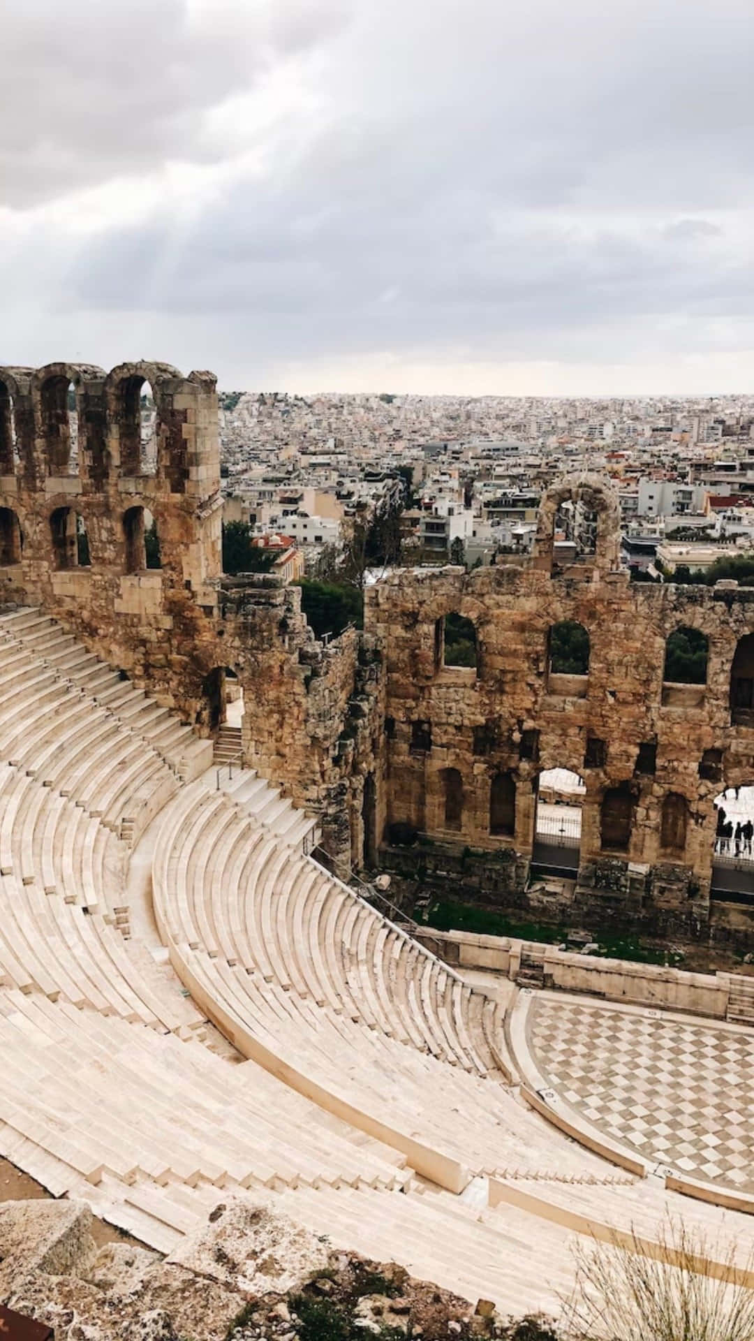 ancient amphitheater, stone theater, curved rows of seats, Full HD Phone Wallpaper