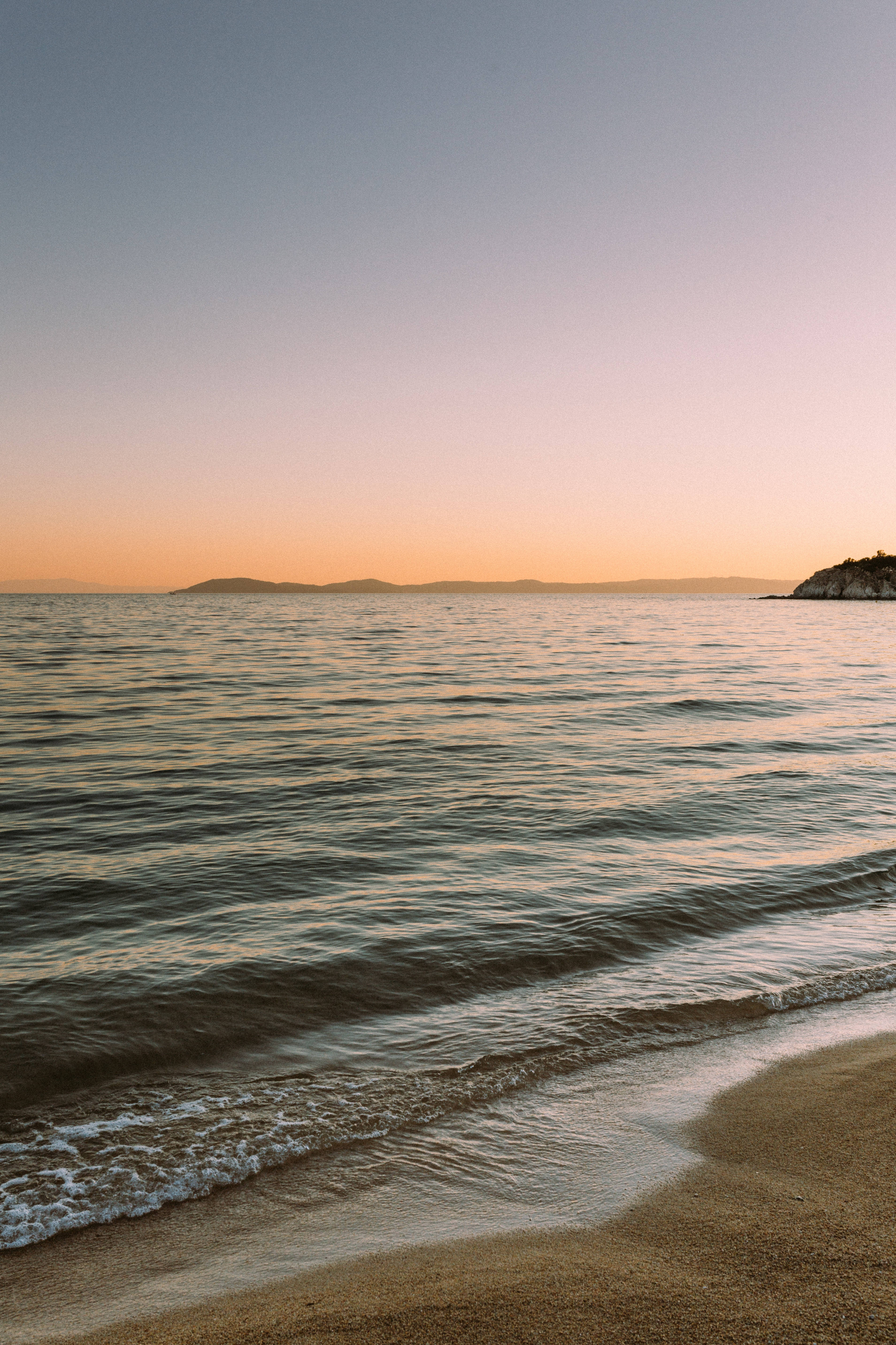 seashore horizon, Greece, sunset, 5K Phone Wallpaper