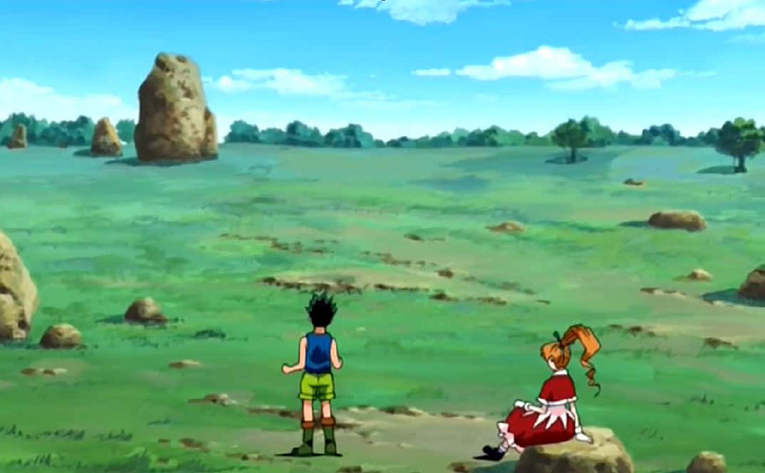 Greed Island, anime characters, vast green field, SD Desktop Wallpaper