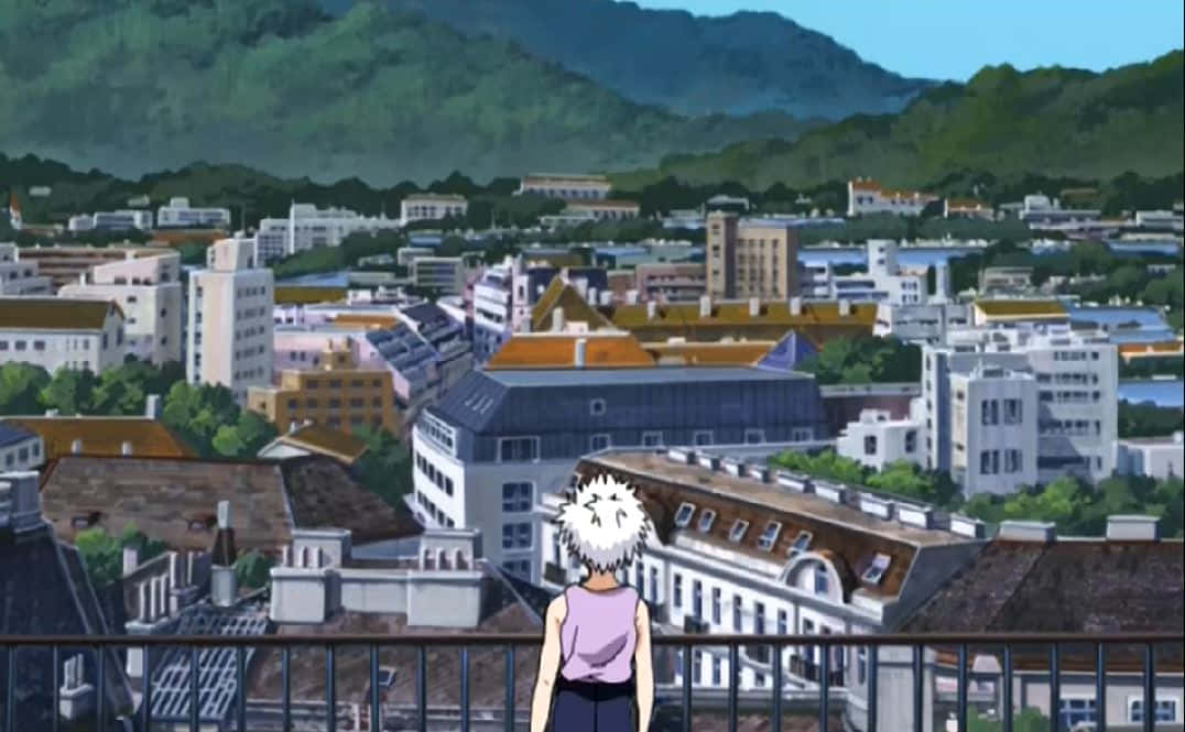 Greed Island, spiky-haired anime character, rooftop, SD Desktop Wallpaper