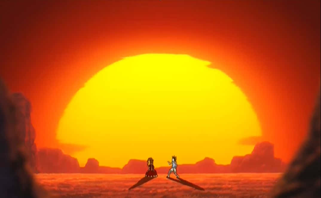 Greed Island, floating platforms, glowing sun, SD Desktop Wallpaper