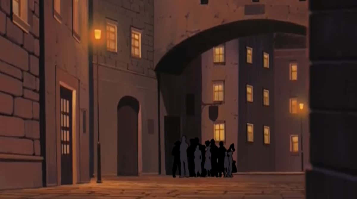 Greed Island, stone archway, European street, SD Desktop Wallpaper