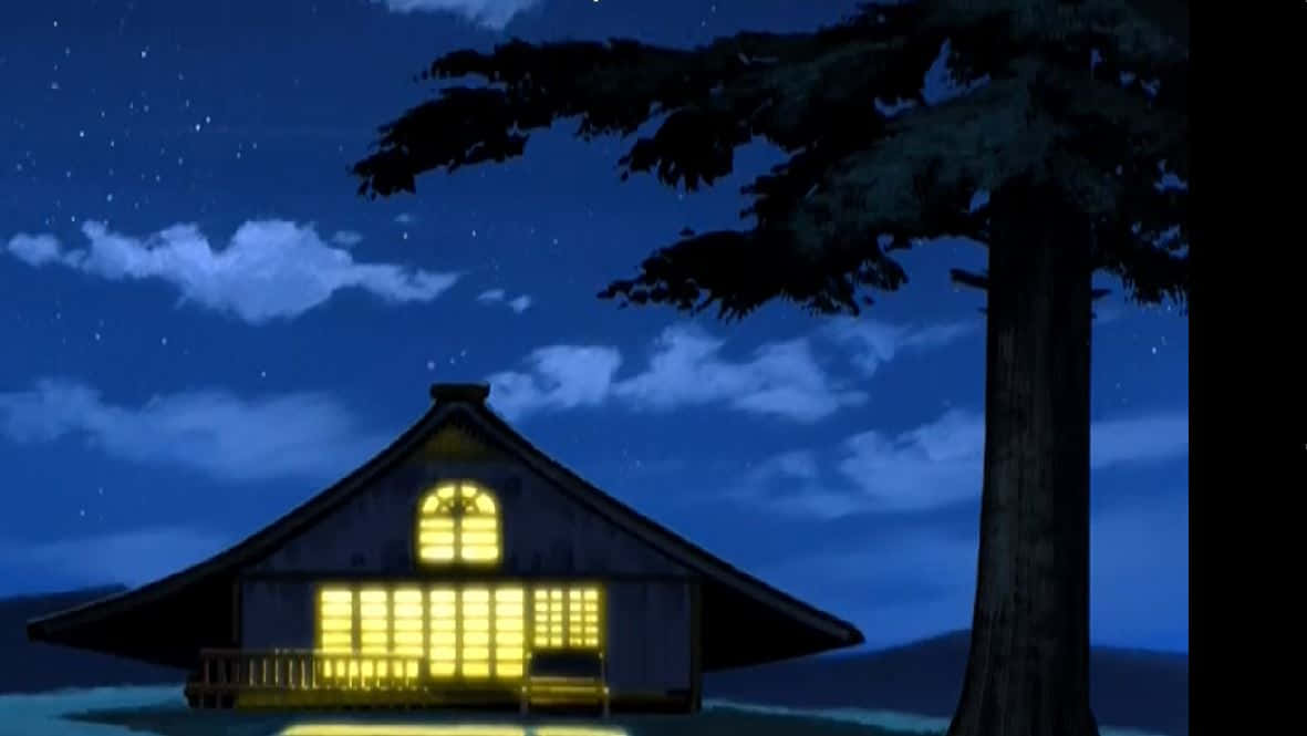 Greed Island, wooden cabin, starry night sky, SD Desktop Wallpaper