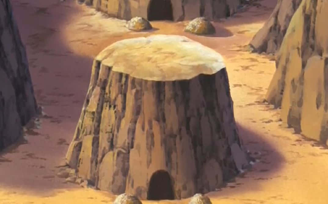 Greed Island, tree stump, dark arched entrance, SD Desktop Wallpaper