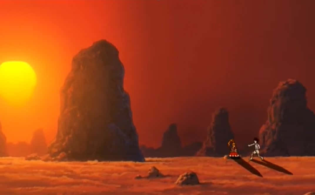 Greed Island, fiery orange desert, sunset, SD Desktop Wallpaper