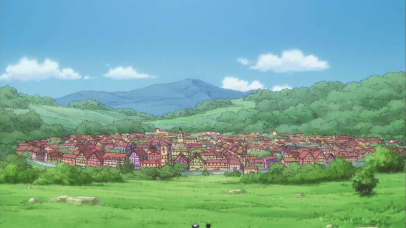 Greed Island, anime village, red-roofed houses, HD Desktop Wallpaper