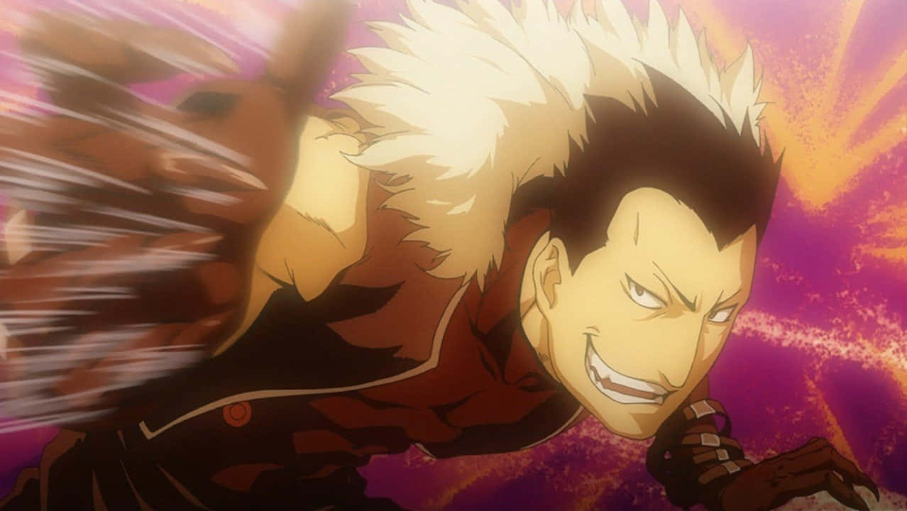 Greed Island, spiky white hair, fierce grin, SD Desktop Wallpaper