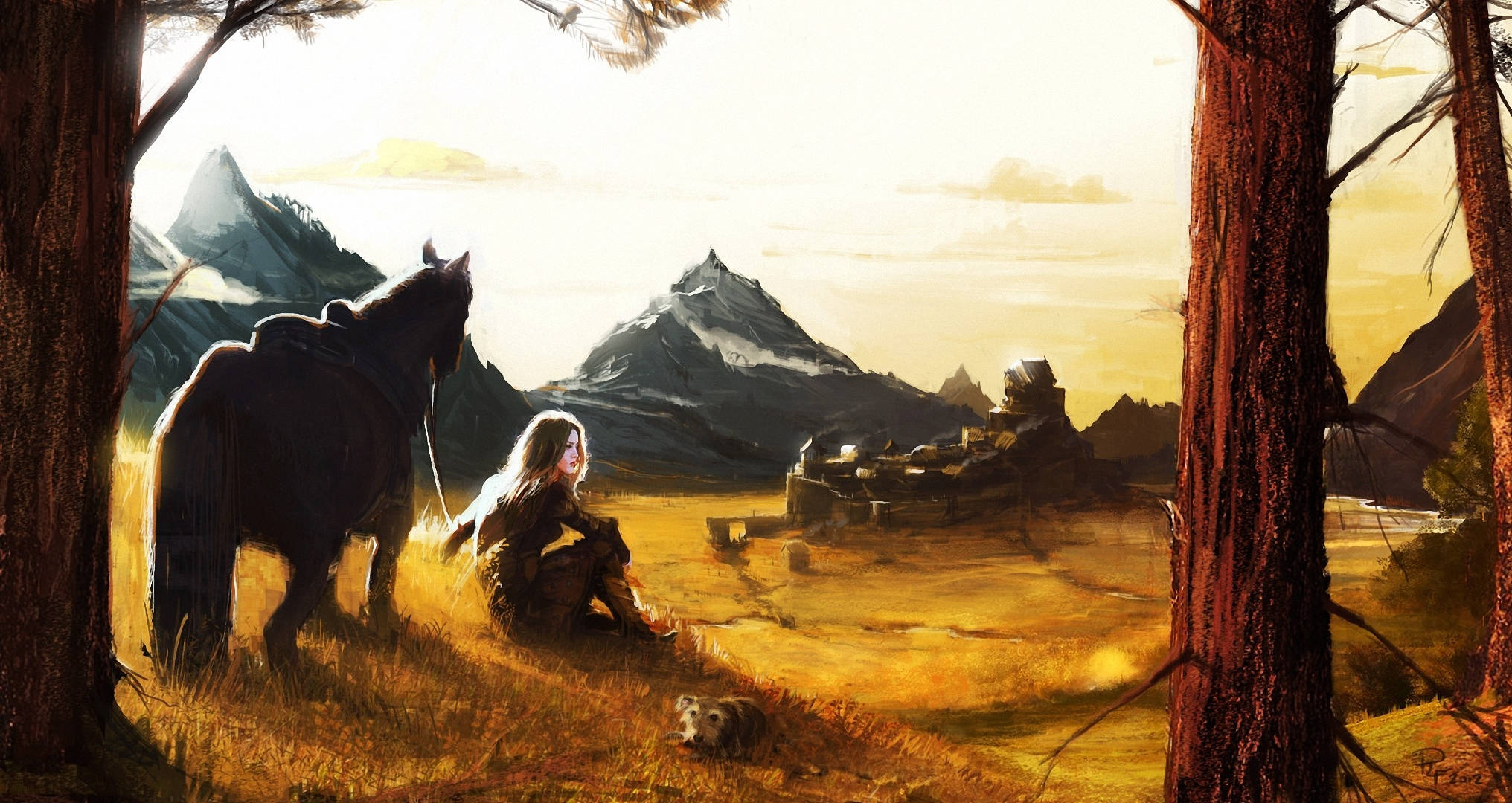 Greedfall, fantasy girl, horse, Full HD Desktop Wallpaper