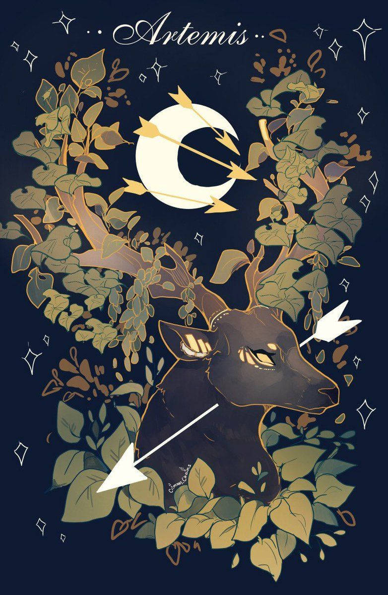 Greek Aesthetic, deer, arrows, SD Phone Wallpaper