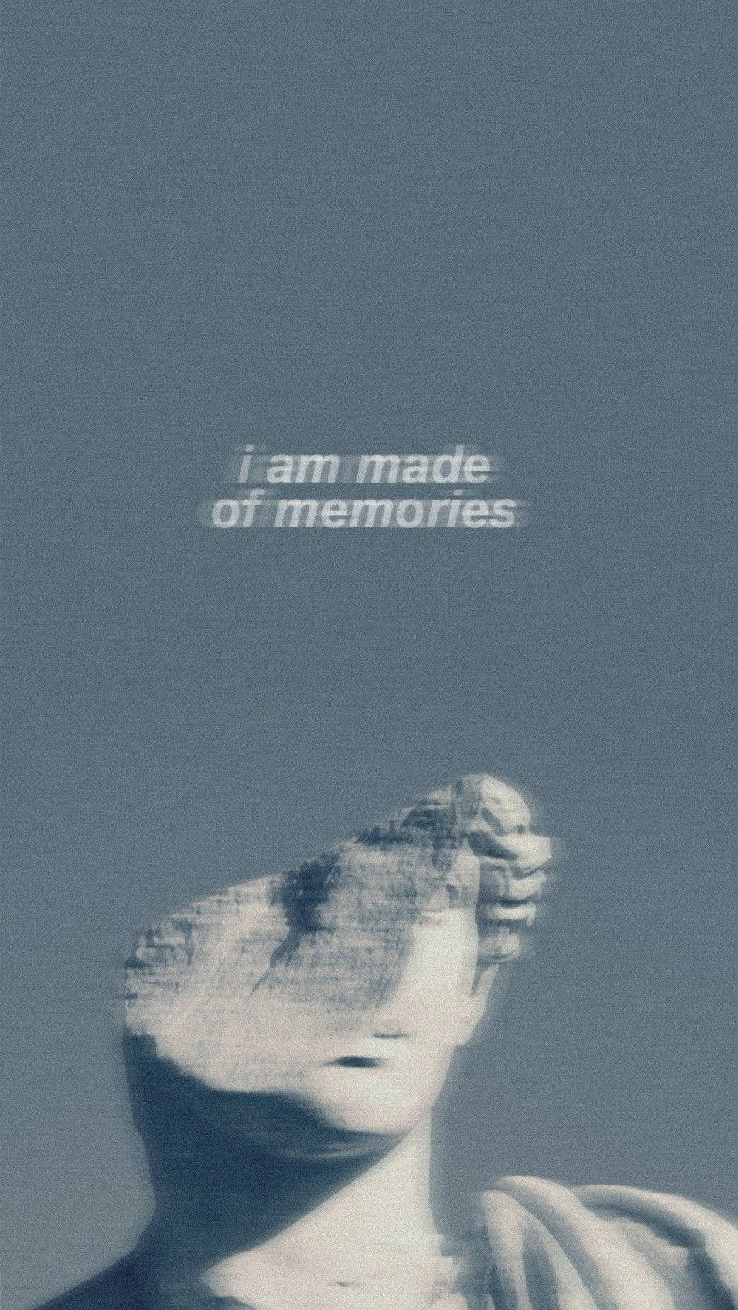 Greek Aesthetic, marble statue head, text i am made of memories, HD Phone Wallpaper